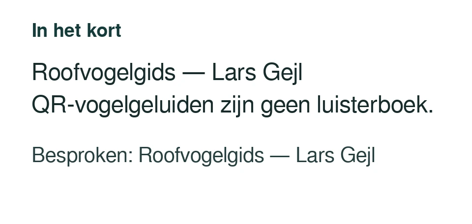Roofvogelgids — Lars Gejl QR-vogelgeluiden zijn geen luisterboek. Besproken: Roofvogelgids — Lars Gejl.